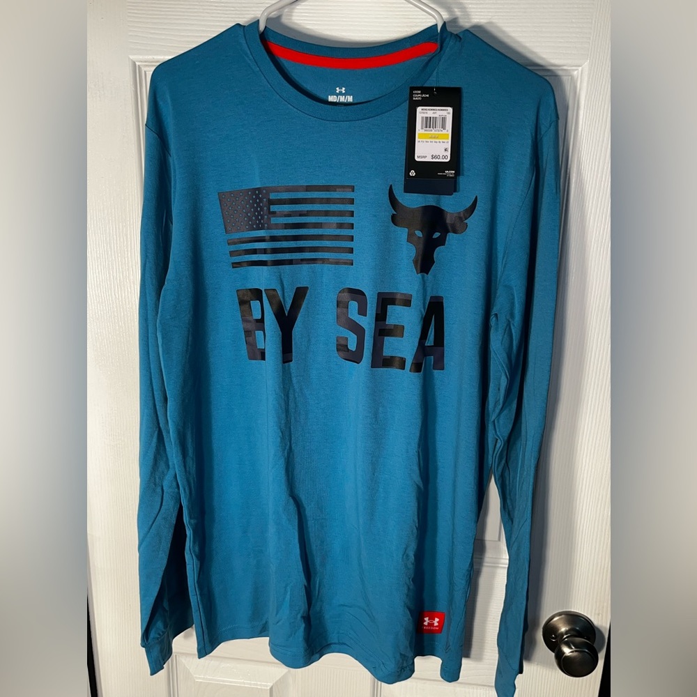 $60 Under Armour Project Rock By Sea Veterans Day Tee Shirt Men's 1376316 183